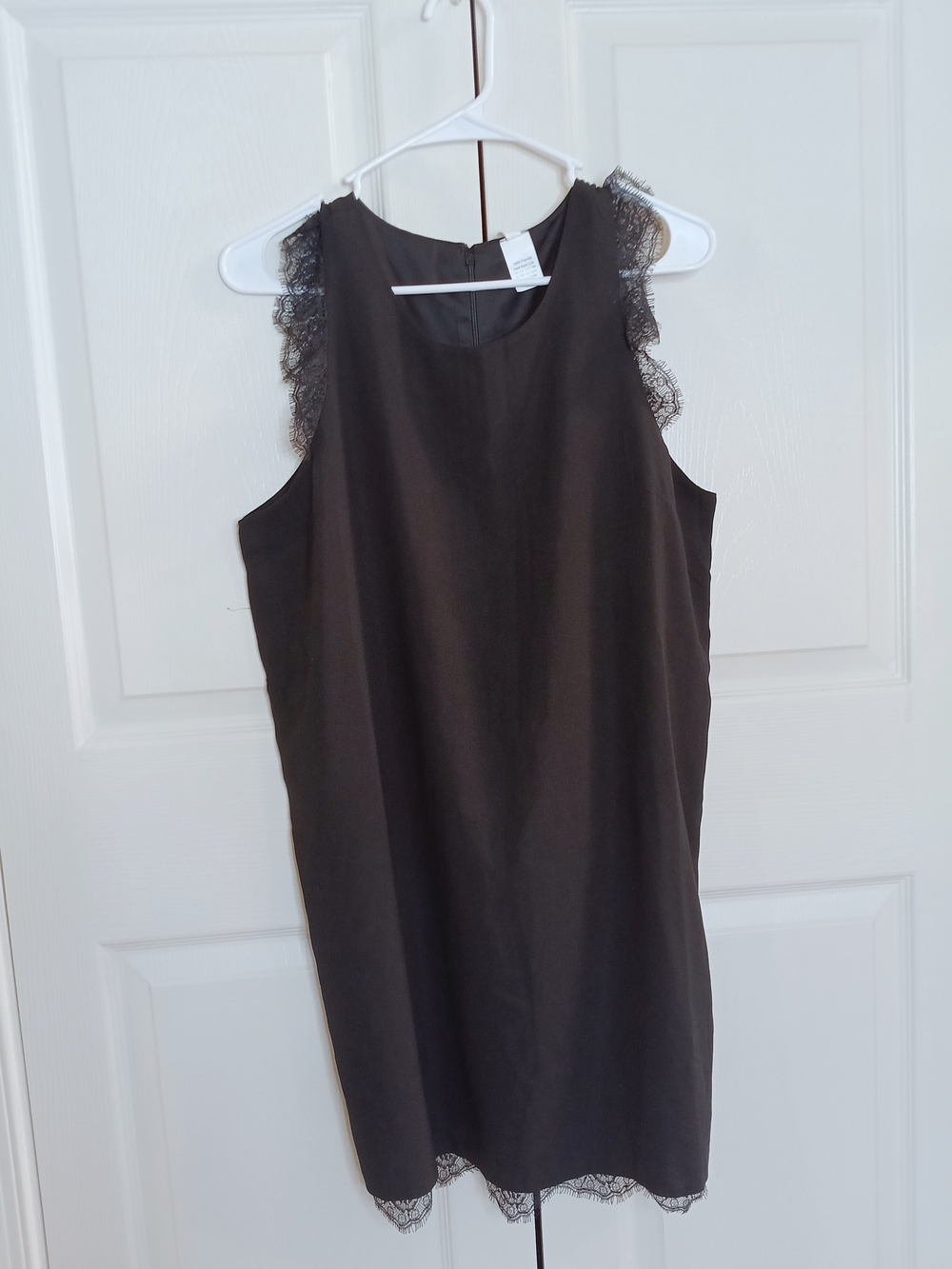 Sleeveless Black Mini Dress with Lace Trim